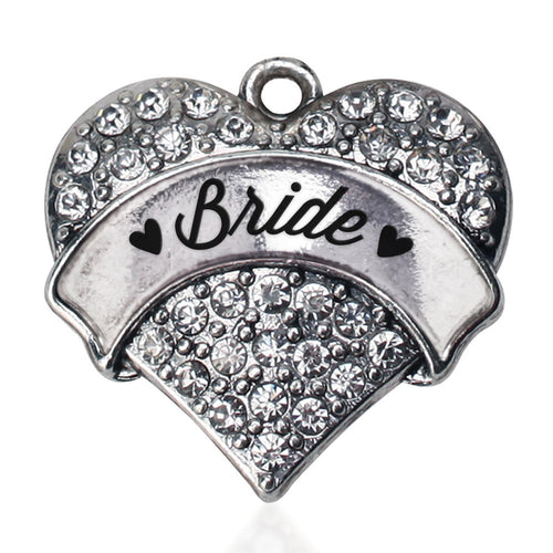 Silver Bride Pave Heart Charm