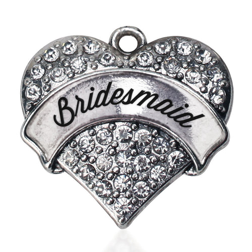 Silver Bridesmaid Pave Heart Charm