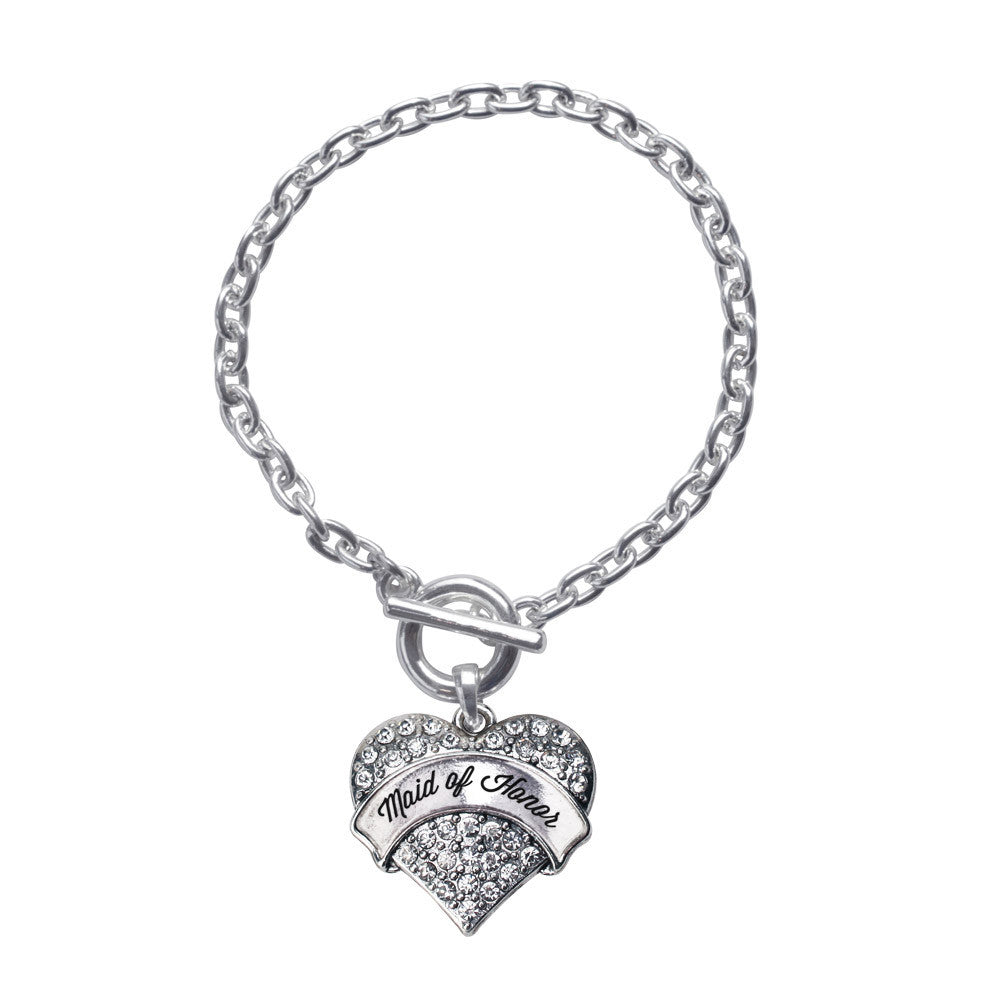 Silver Maid of Honor Pave Heart Charm