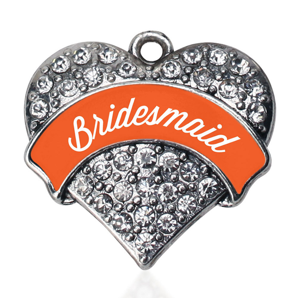 Orange Bridesmaid  Pave Heart Charm