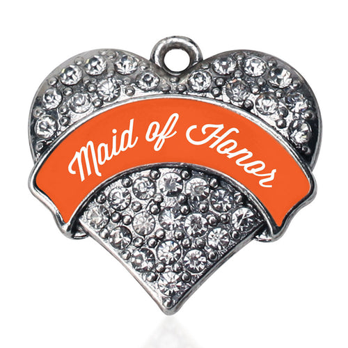 Orange Maid of Honor  Pave Heart Charm