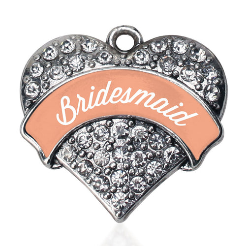 Peach Bridesmaid  Pave Heart Charm