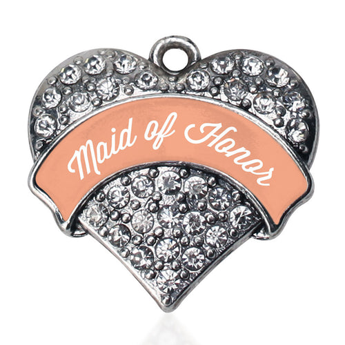 Peach Maid of Honor Pave Heart Charm