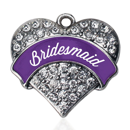 Purple Bridesmaid  Pave Heart Charm