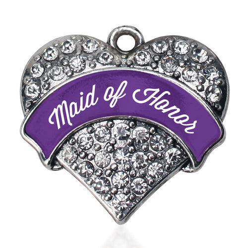 Purple Maid of Honor  Pave Heart Charm