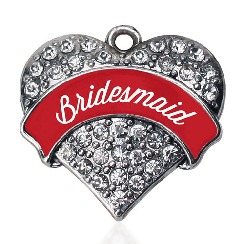 Red Bridesmaid Pave Heart Charm