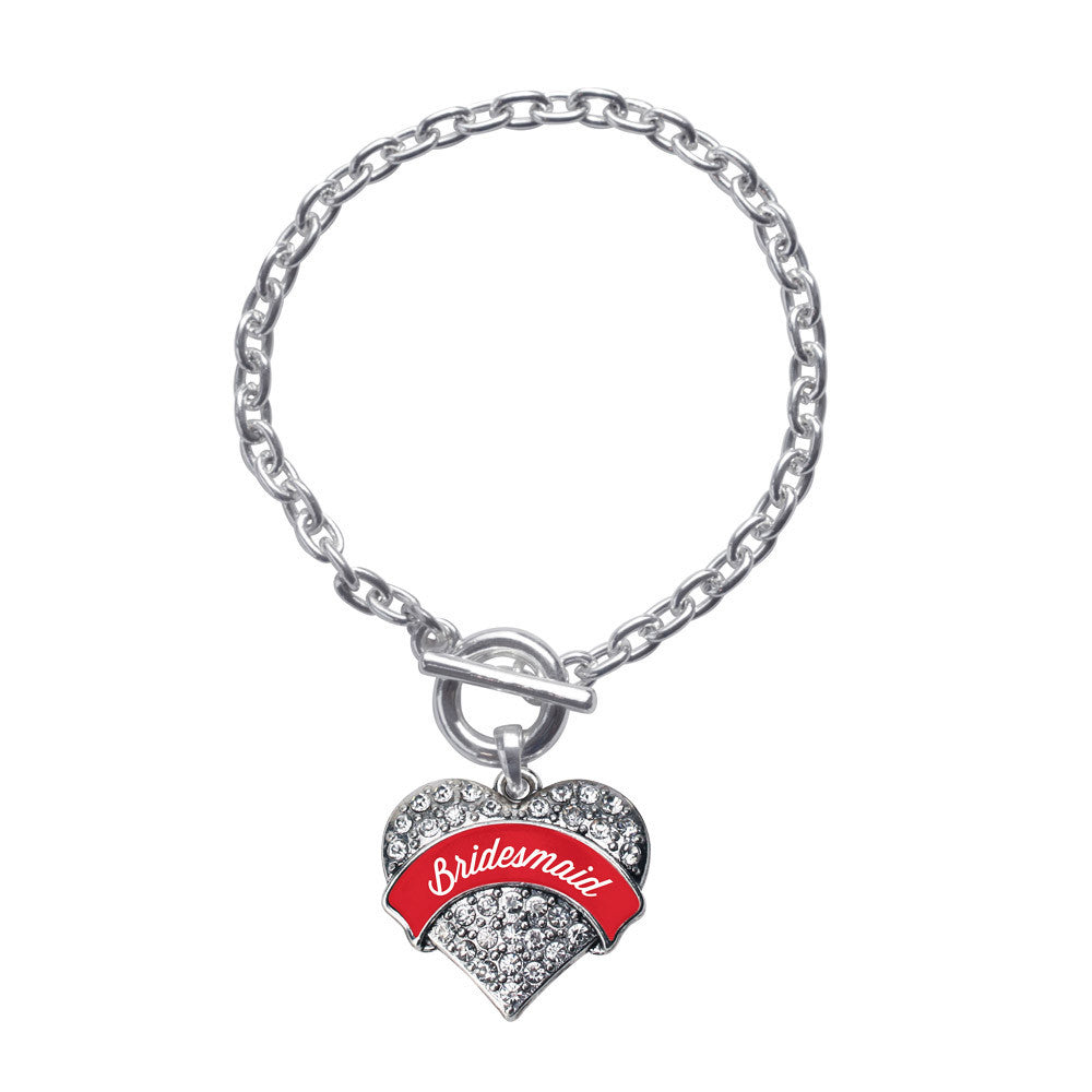 Red Bridesmaid Pave Heart Charm