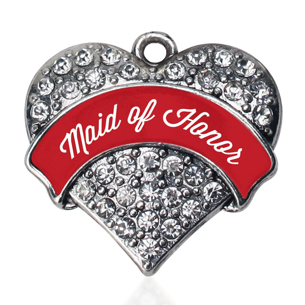 Red Maid of Honor  Pave Heart Charm