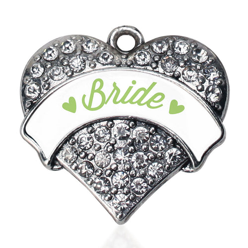 Sage Green Bride Pave Heart Charm