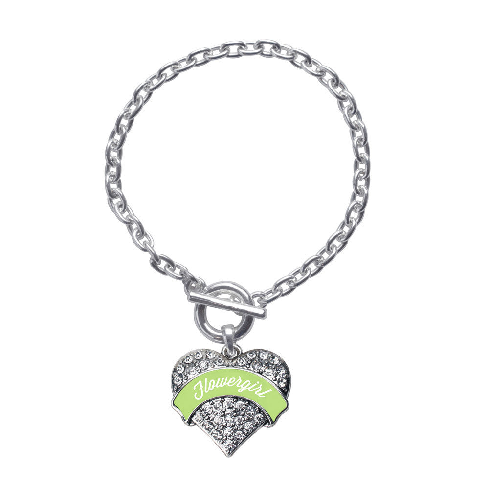 Sage Green Flower Girl Pave Heart Charm
