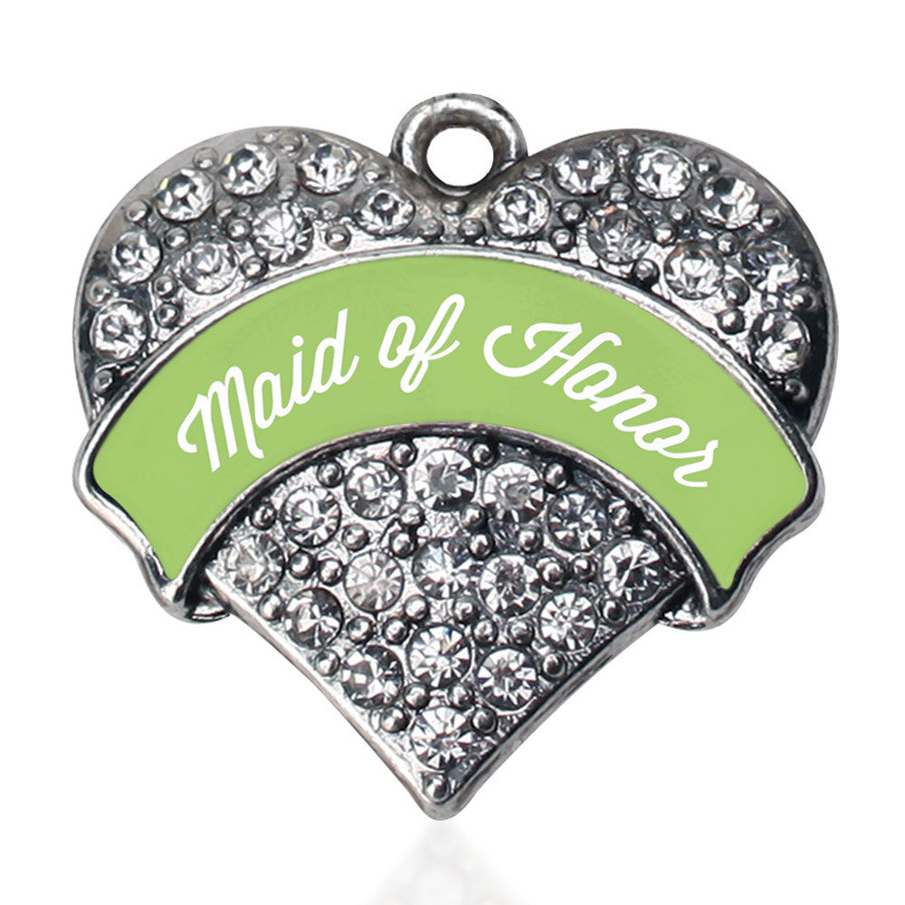 Sage Green Maid of Honor  Pave Heart Charm