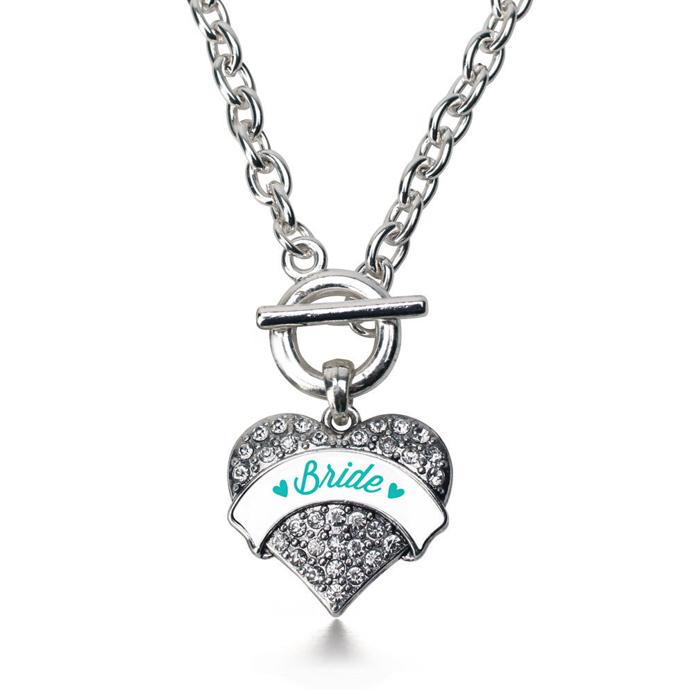 Teal Bride Pave Heart Charm
