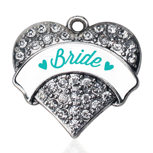 Teal Bride Pave Heart Charm