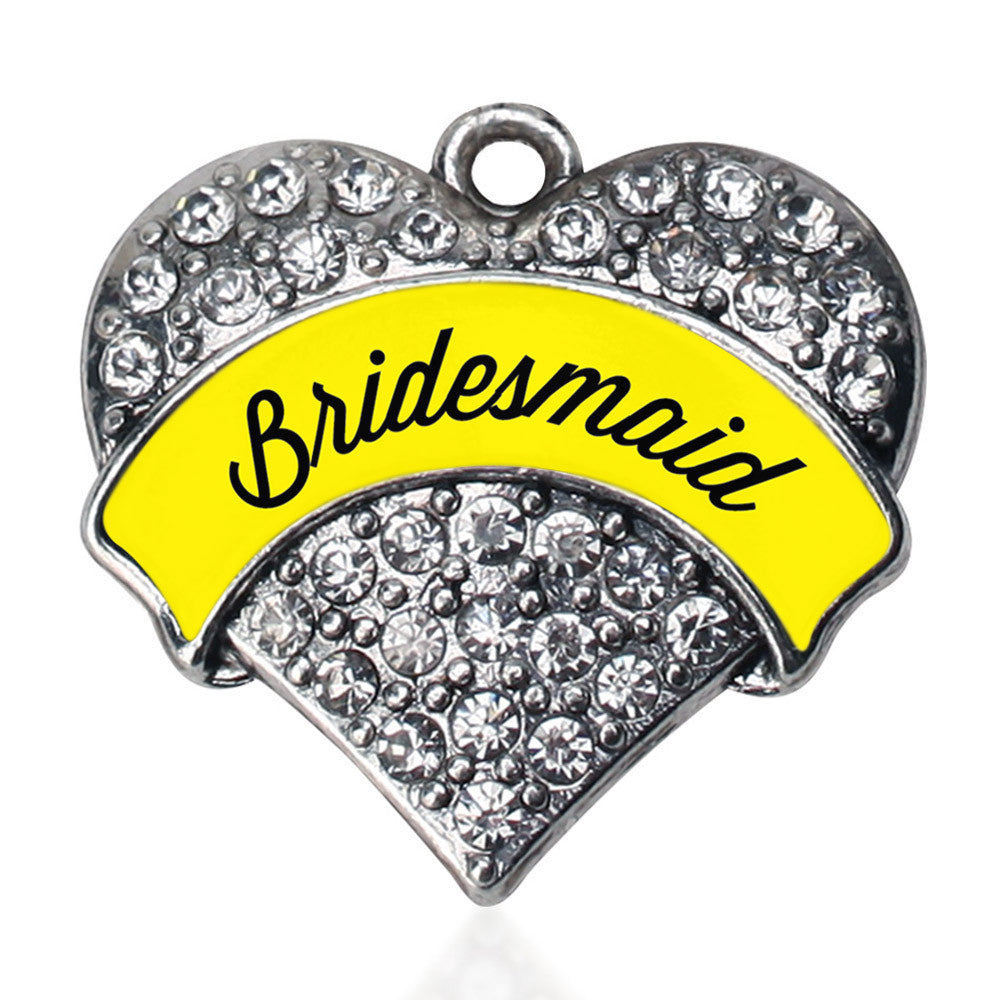 Yellow Bridesmaid Pave Heart Charm