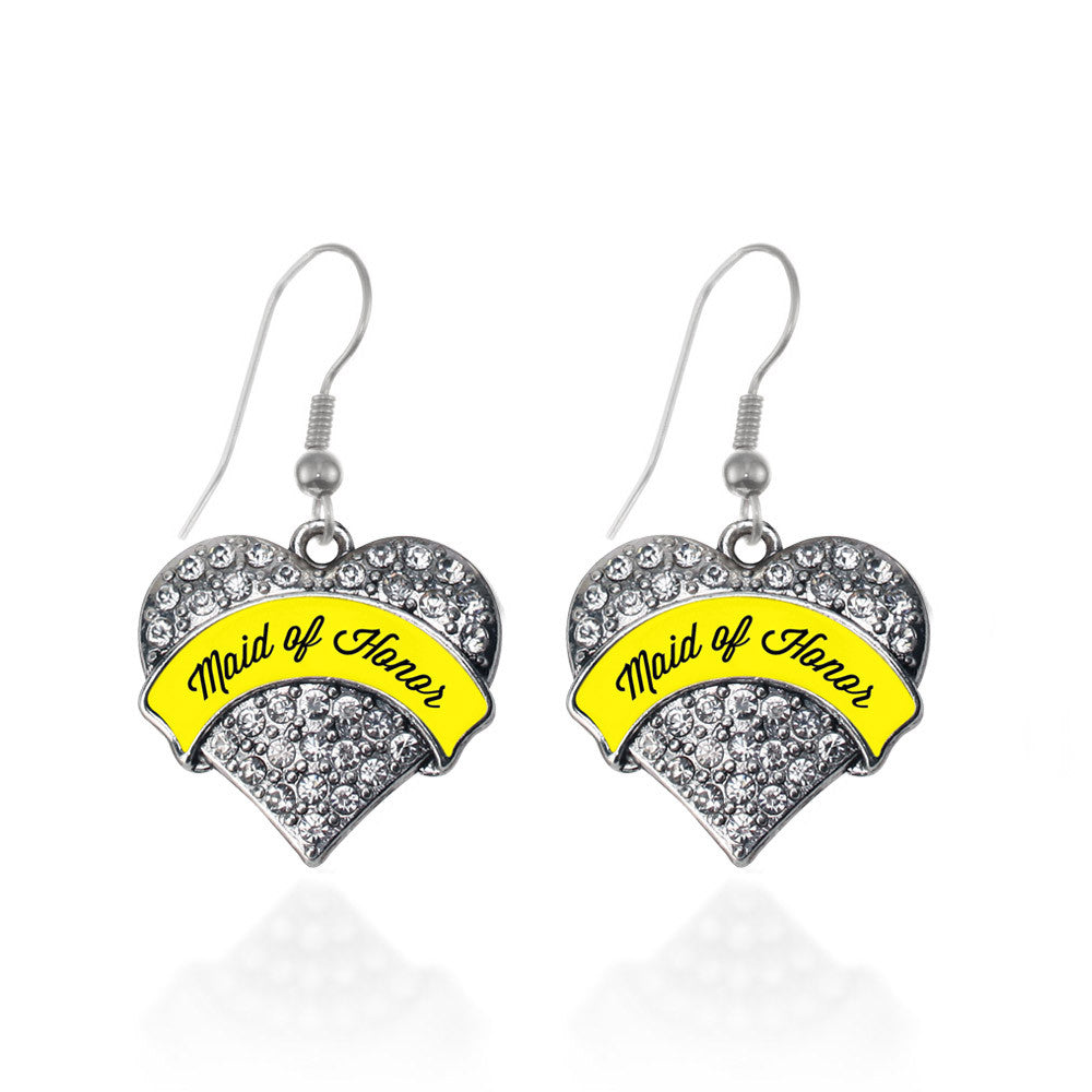 Yellow Maid of Honor  Pave Heart Charm