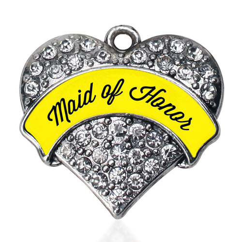 Yellow Maid of Honor  Pave Heart Charm