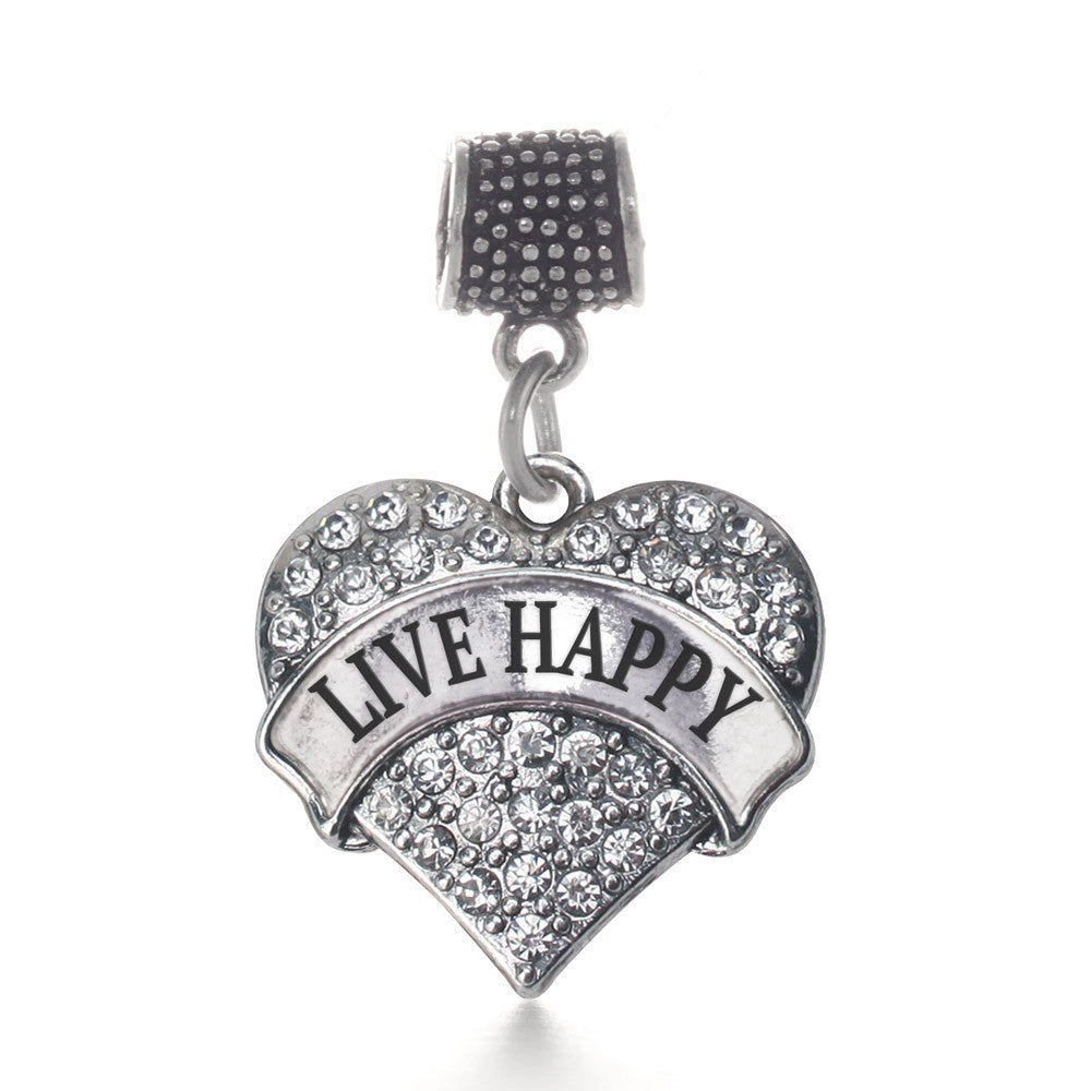 Live Happy Pave Heart Charm
