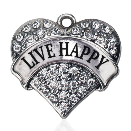 Live Happy Pave Heart Charm