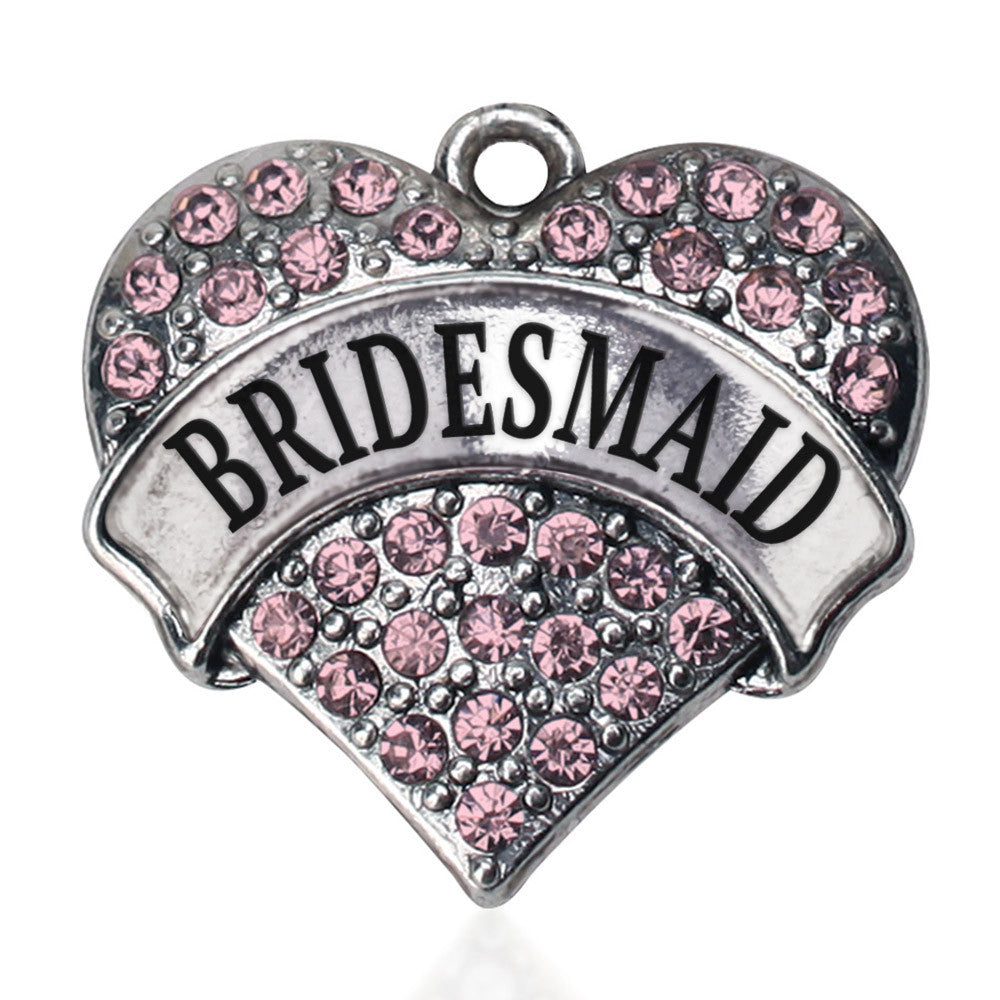 Pink Bridesmaid Pave Heart Charm