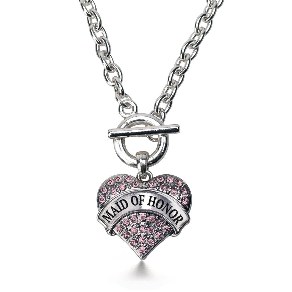 Pink Maid of Honor Pave Heart Charm