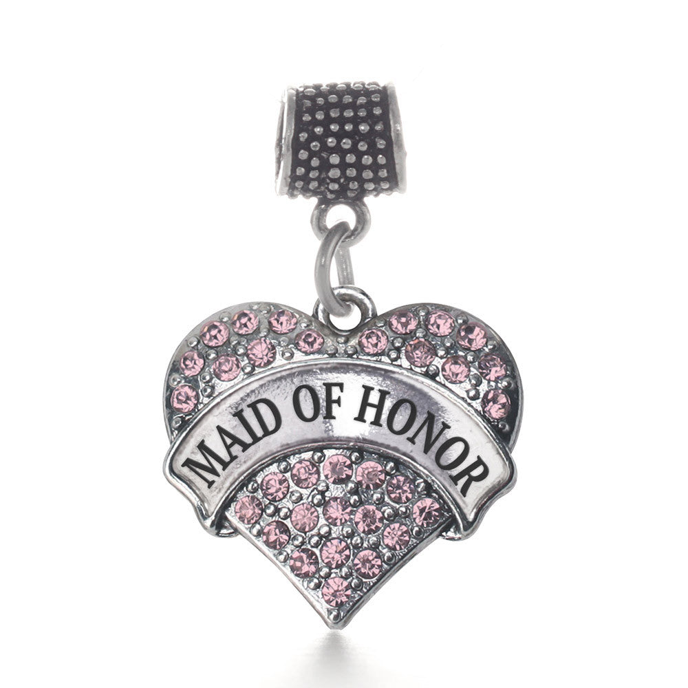 Pink Maid of Honor Pave Heart Charm