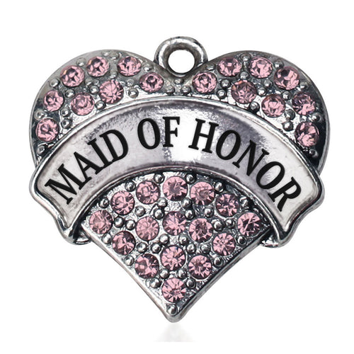 Pink Maid of Honor Pave Heart Charm