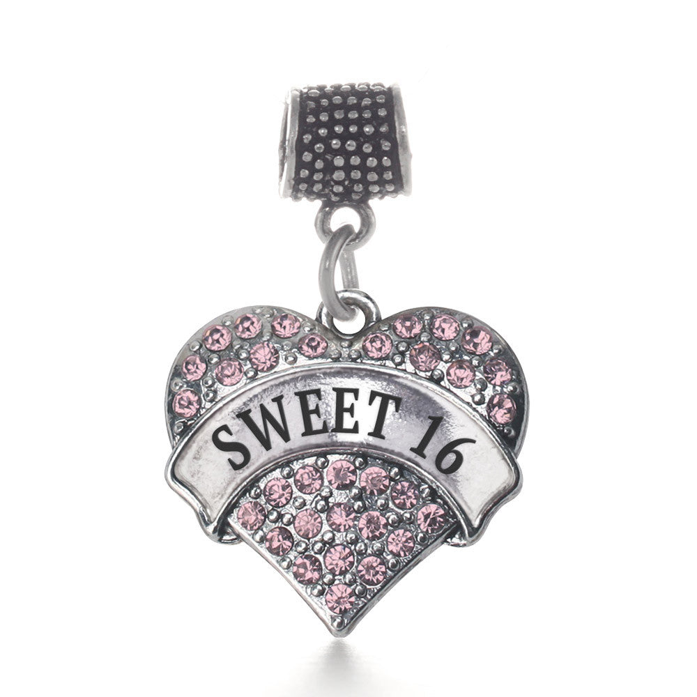 Pink Sweet 16 Pave Heart Charm