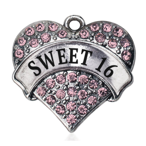 Pink Sweet 16 Pave Heart Charm