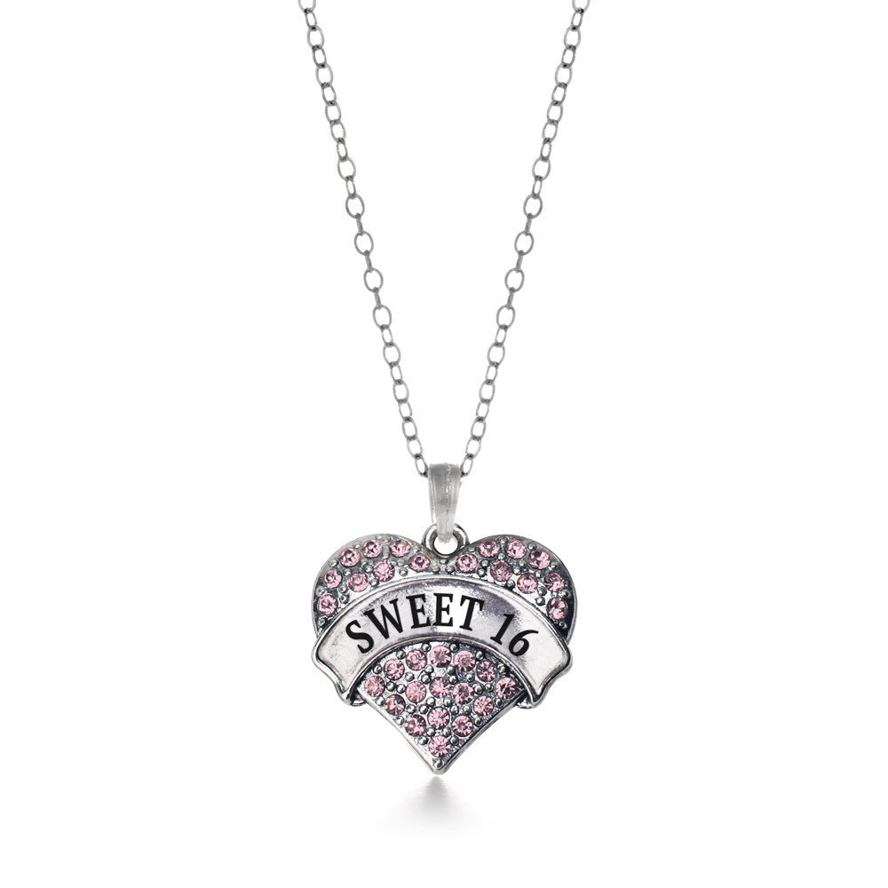 Pink Sweet 16 Pave Heart Charm