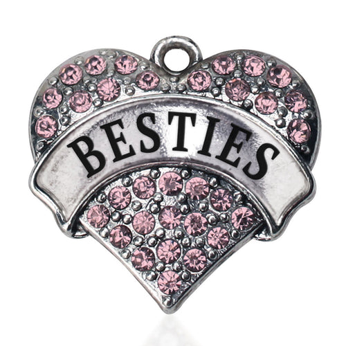 Pink Besties Pave Heart Charm