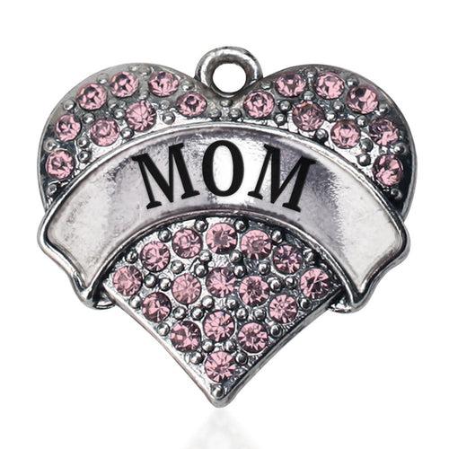 Pink Mom Pave Heart Charm