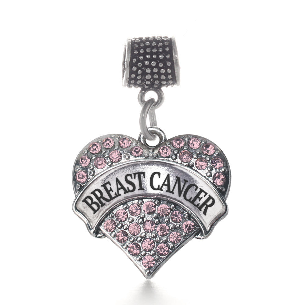Pink Breast Cancer Pave Heart Charm