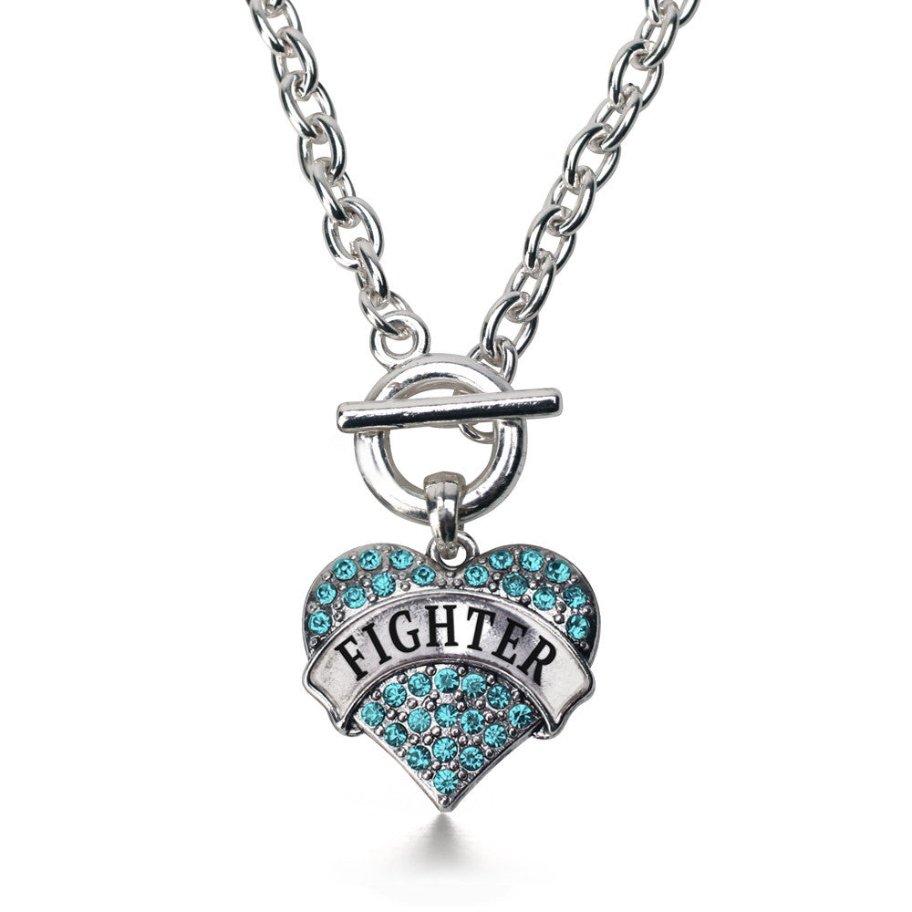 Teal Fighter Pave Heart Charm