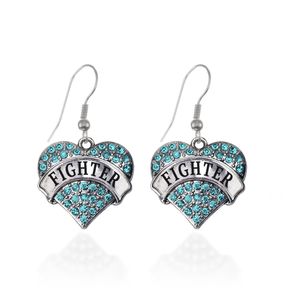 Teal Fighter Pave Heart Charm