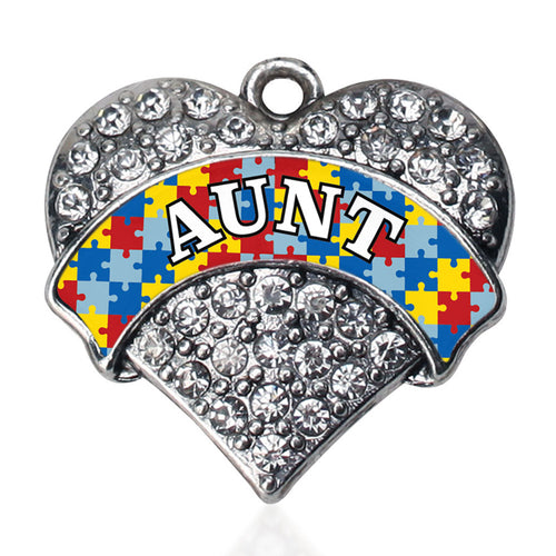 Autism Aunt Pave Heart Charm