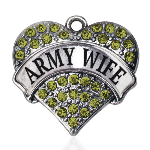 Army Wife Pave Heart Charm