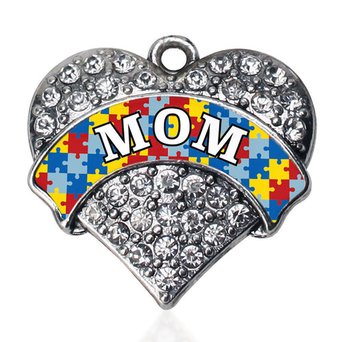 Autism Mom Pave Heart Charm