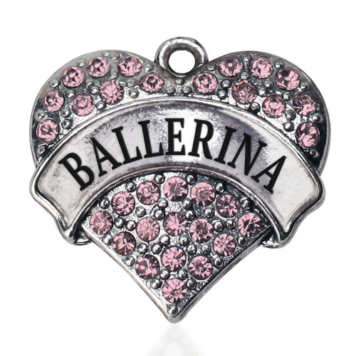 Pink Ballerina Pave Heart Charm
