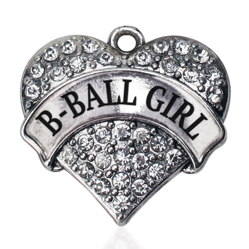 BBall Girl  Pave Heart Charm