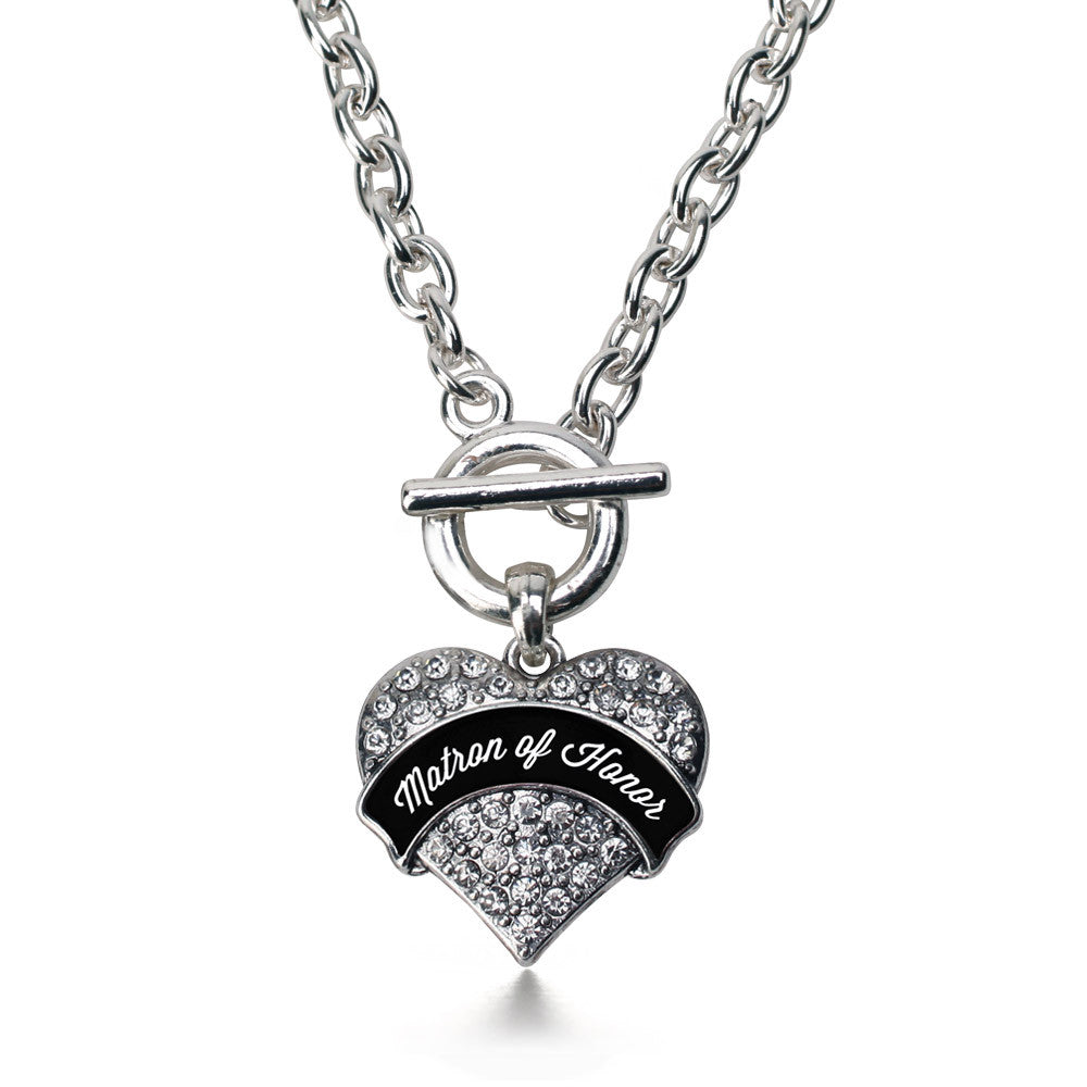Black and White Matron  Pave Heart Charm