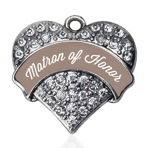 Brown and White Matron Pave Heart Charm