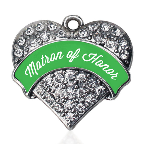 Emerald Green Matron Pave Heart Charm