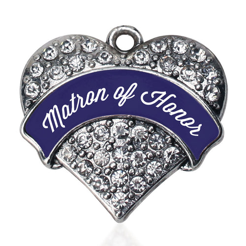 Navy Blue Matron Pave Heart Charm