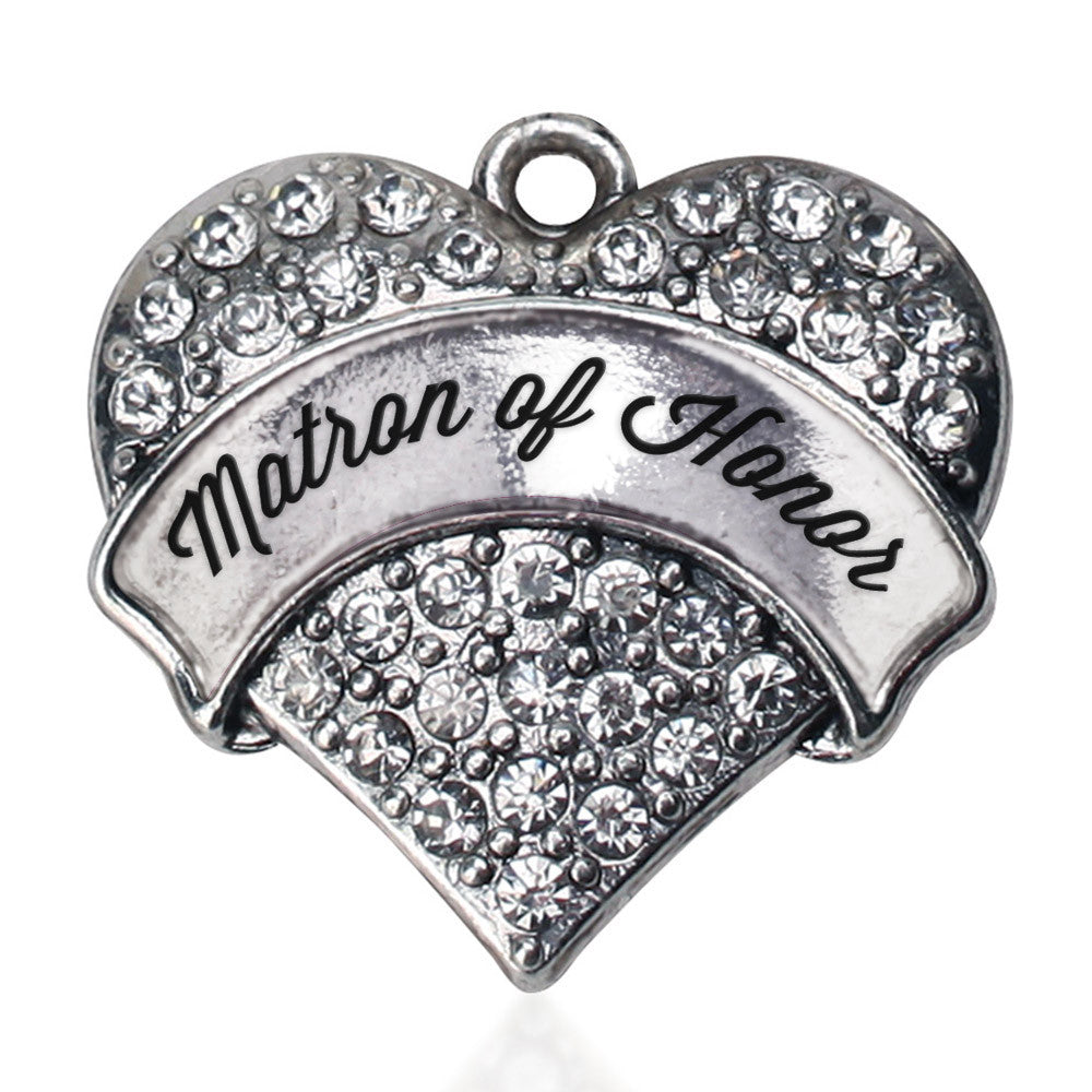Silver Matron  Pave Heart Charm