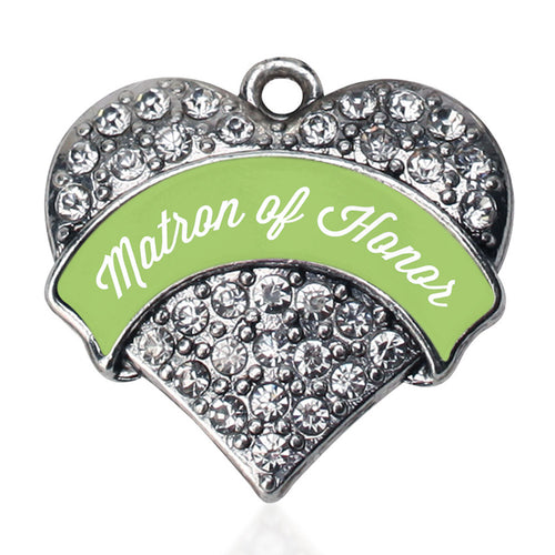 Sage Green Matron Pave Heart Charm