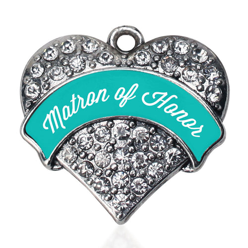 Teal Matron Pave Heart Charm