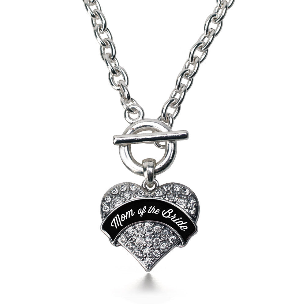 Black and White Mom of the Bride Pave Heart Charm