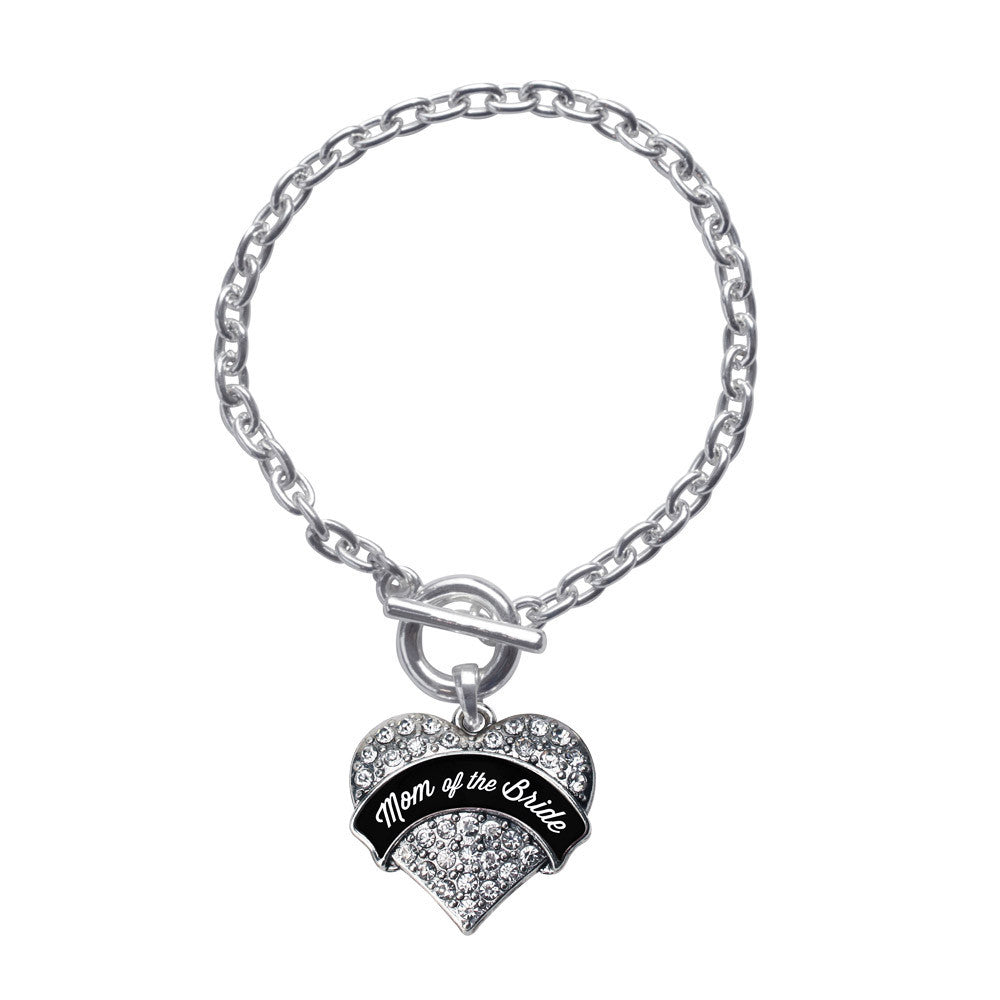 Black and White Mom of the Bride Pave Heart Charm