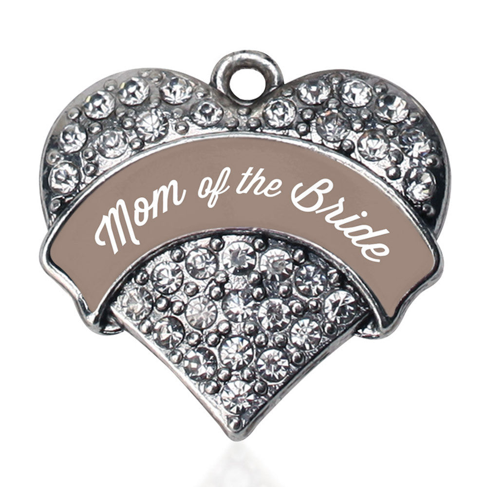 Brown and White Mom of the Bride Pave Heart Charm