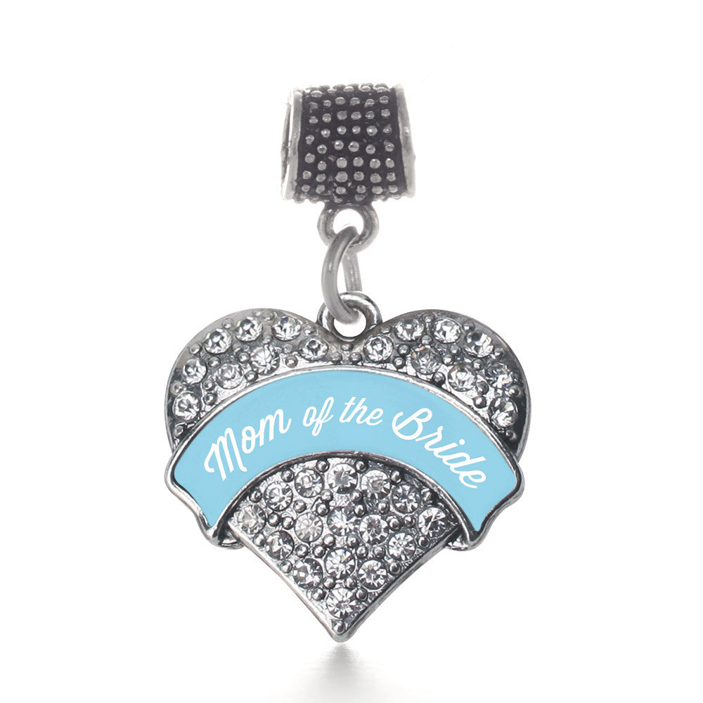 Light Blue Mom of the Bride  Pave Heart Charm